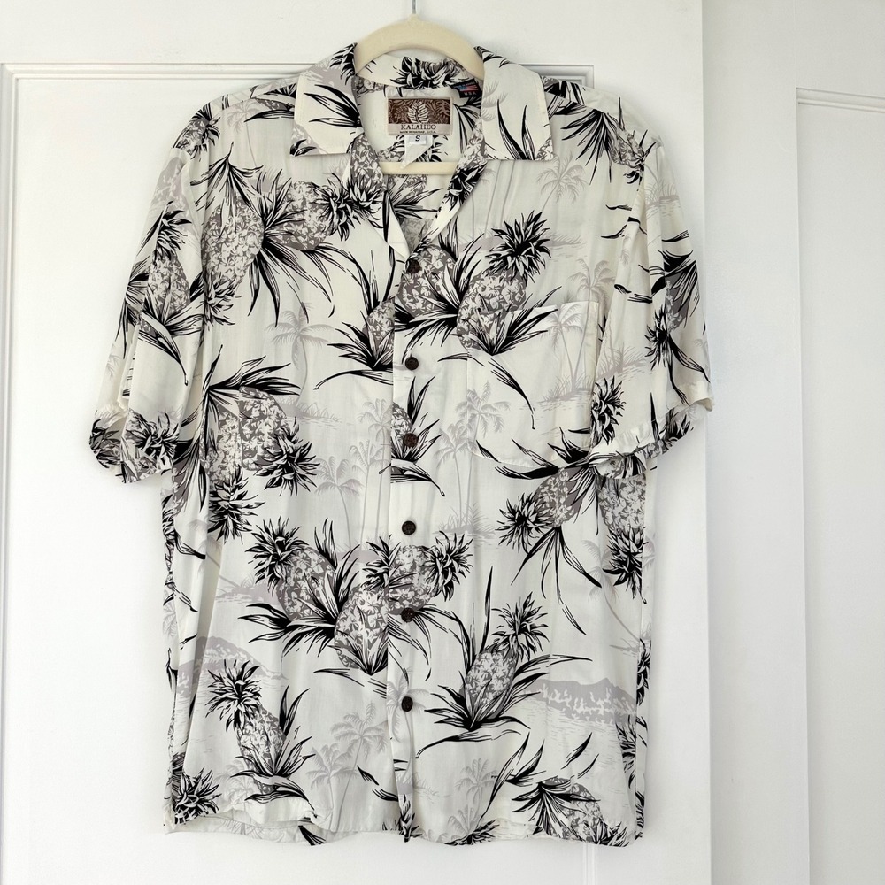 Vintage Kalaheo Hawaiian Shirt Men's Short‎ Sleeve Button Down Palm Tree S